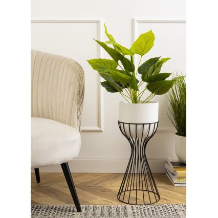 Металевий горщик для квітів LOFT 46x20 см чорний/білий