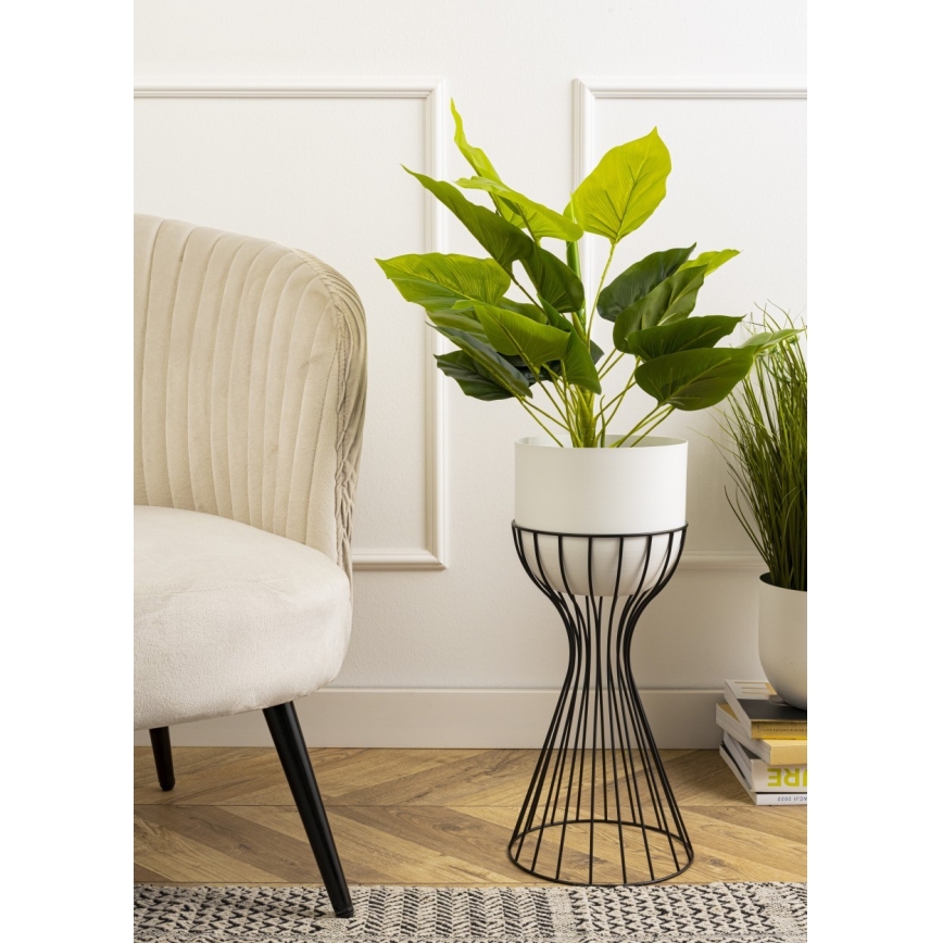 Металевий горщик для квітів LOFT 46x20 см чорний/білий