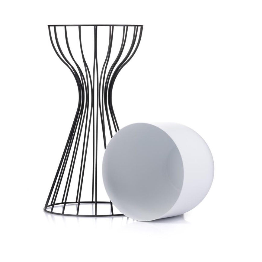 Металевий горщик для квітів LOFT 46x20 см чорний/білий