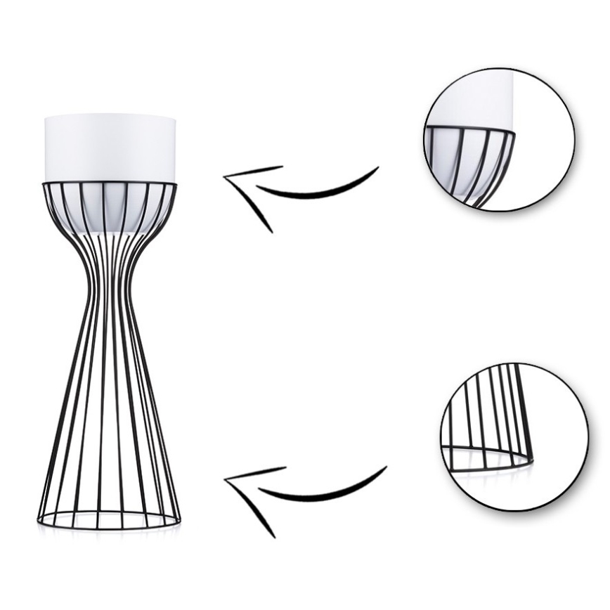 Металевий горщик для квітів LOFT 46x20 см чорний/білий