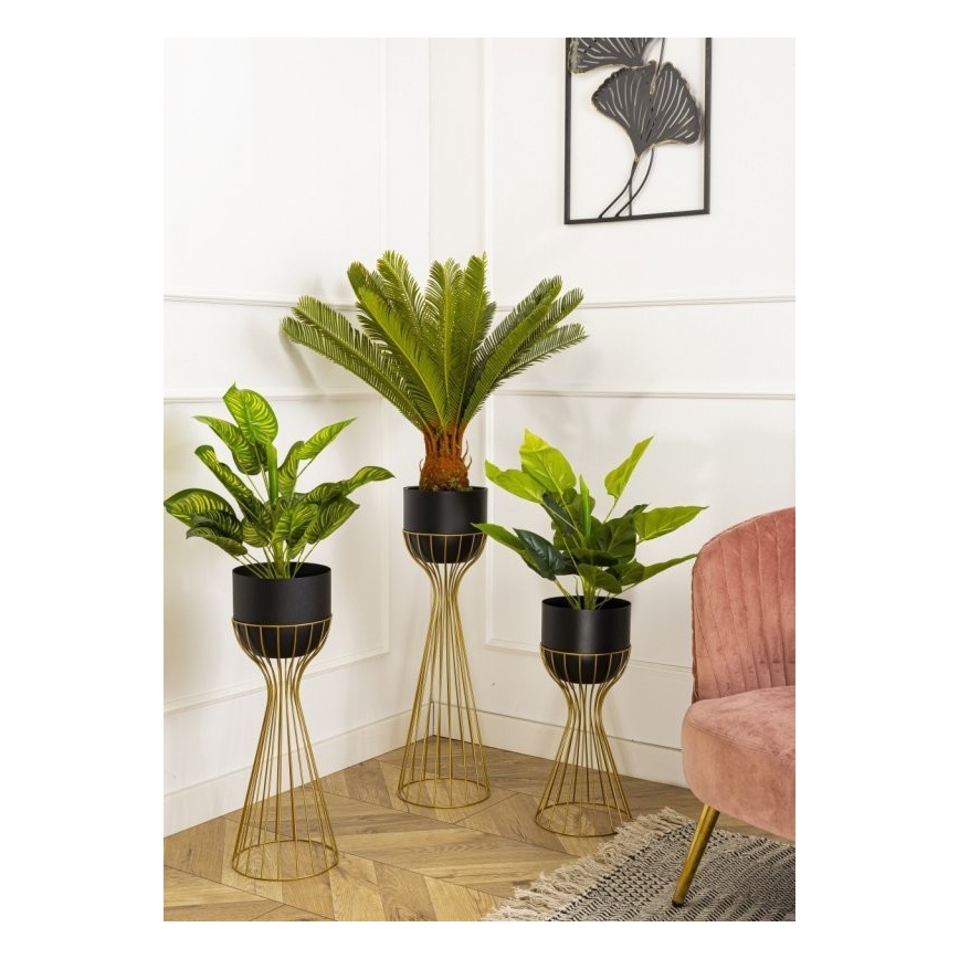 Металевий горщик для квітів LOFT 56x20 см золотий/чорний