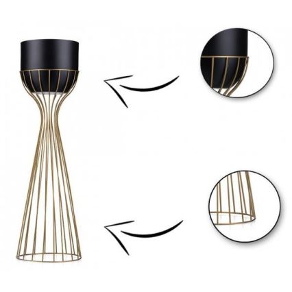 Металевий горщик для квітів LOFT 56x20 см золотий/чорний