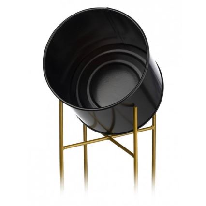 Металевий горщик для квітів OSLO 95x17 см чорний/золотий