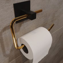 Металевий тримач для туалетного паперу 8x16 см чорний/золотий
