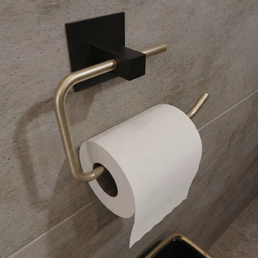 Металевий тримач для туалетного паперу 8x16 см чорний/золотий
