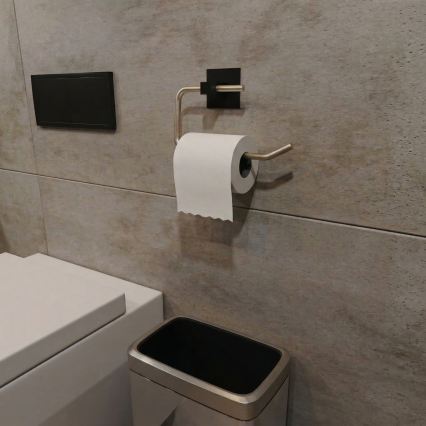 Металевий тримач для туалетного паперу 8x16 см чорний/золотий