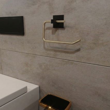 Металевий тримач для туалетного паперу 8x16 см чорний/золотий