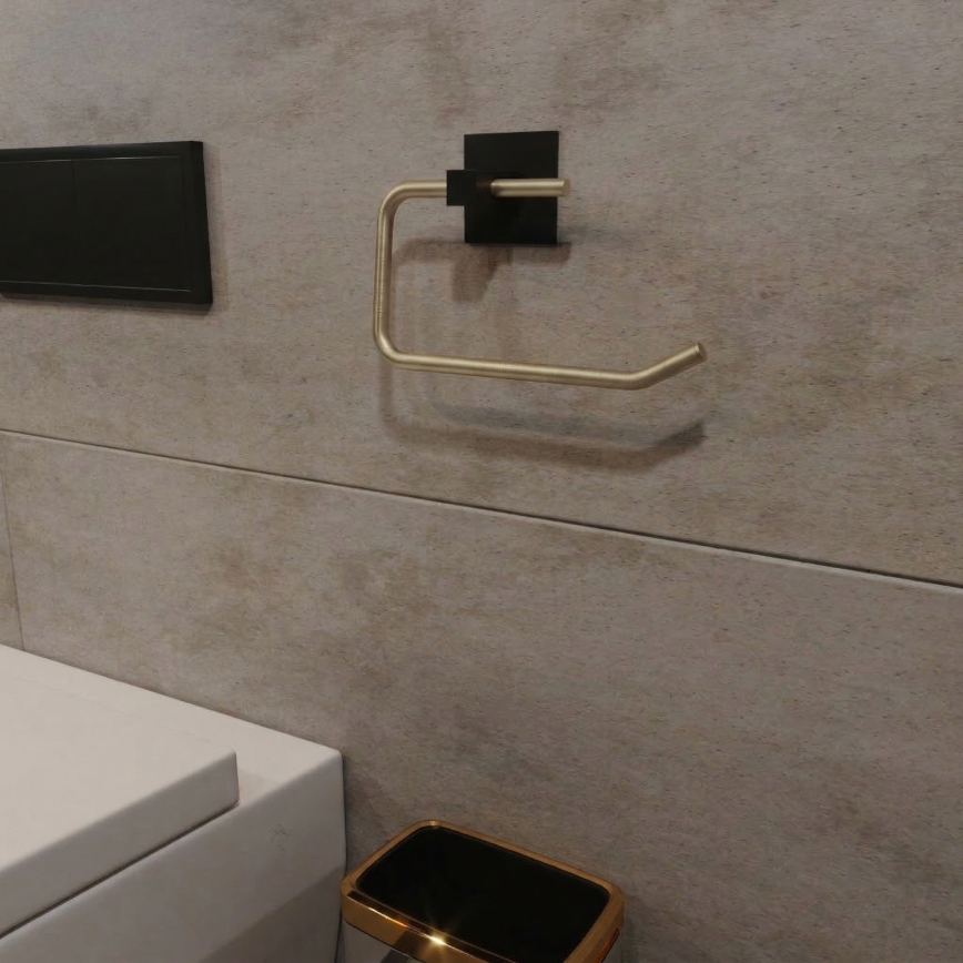 Металевий тримач для туалетного паперу 8x16 см чорний/золотий