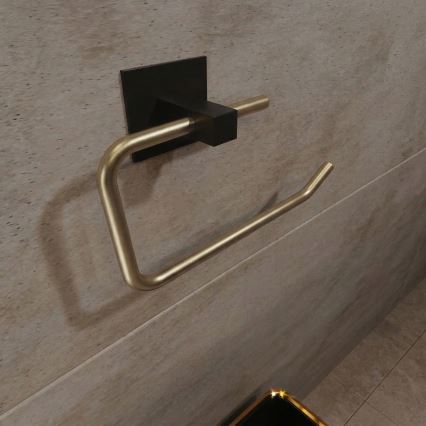 Металевий тримач для туалетного паперу 8x16 см чорний/золотий