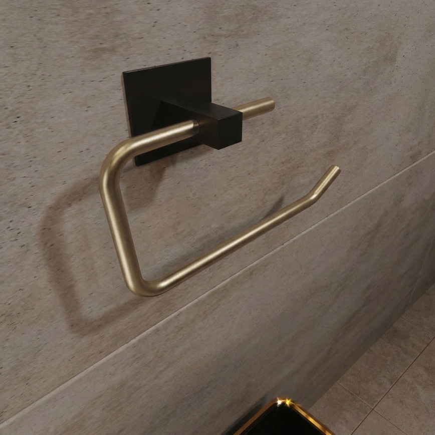 Металевий тримач для туалетного паперу 8x16 см чорний/золотий