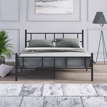 Металлическая двуспальная кровать PIRON 120x200 cm чёрная максимальная нагрузка 120 kg