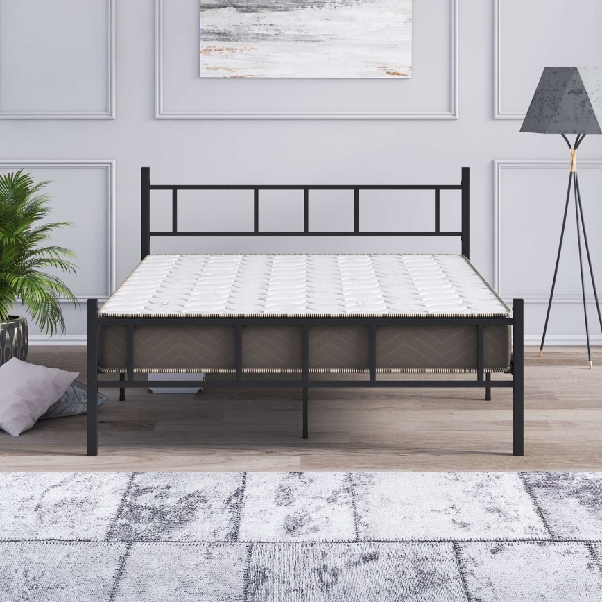 Металлическая двуспальная кровать PIRON 120x200 cm чёрная максимальная нагрузка 120 kg