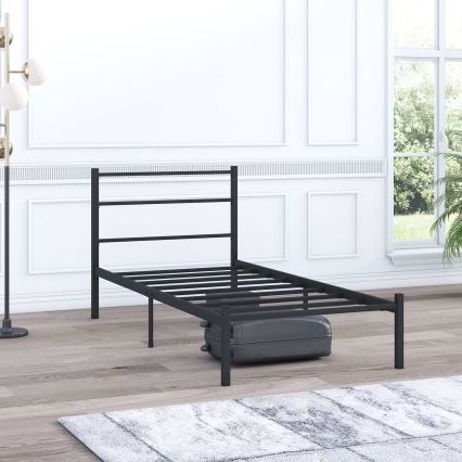 Металлическая односпальная кровать FERON 90x200 см, чёрная, максимальная нагрузка 120 кг