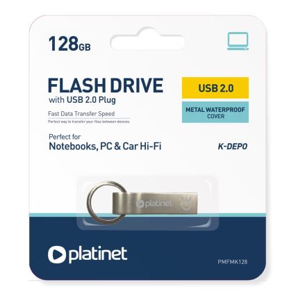 Металлический водонепроницаемый флеш-накопитель USB 128GB матовый хром