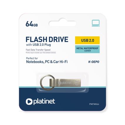 Металлический водонепроницаемый флеш-накопитель USB 64GB матовый хром