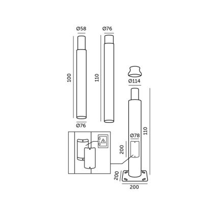 Металлическая штанга для столба уличного освещения BASE 3 м серая