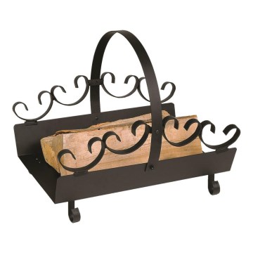 Металлическая корзина для дров с ручкой 31,5x44 см черный