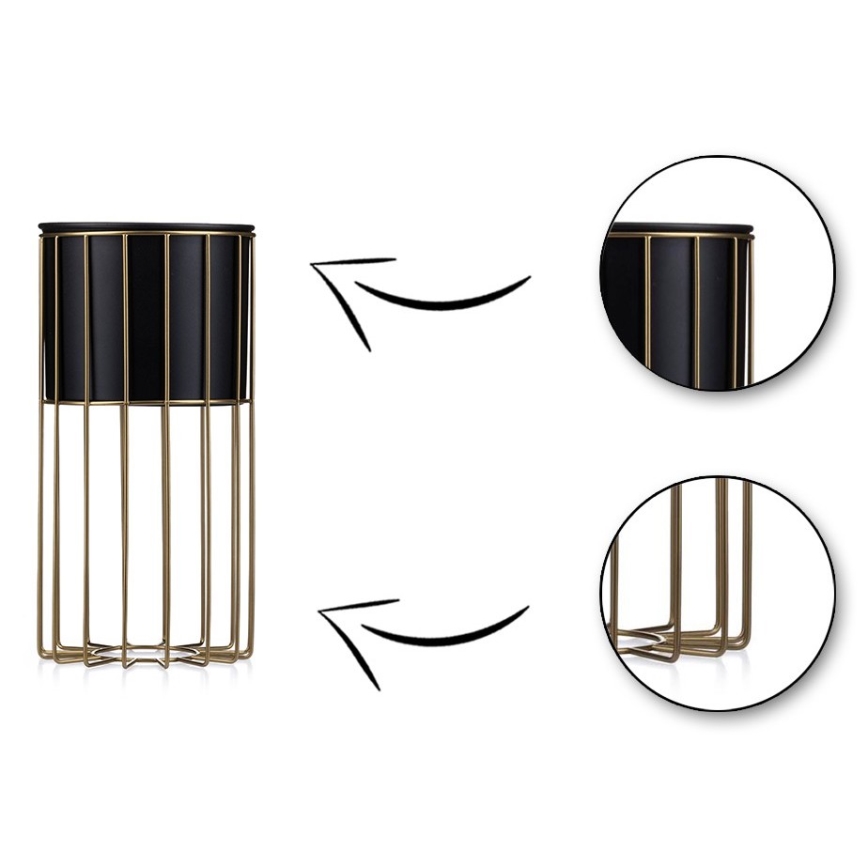 Металлический цветочный горшок LOFT 42x20 см золотистый/черный