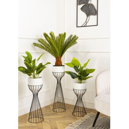 Металлический цветочный горшок LOFT 46x20 см черный/белый