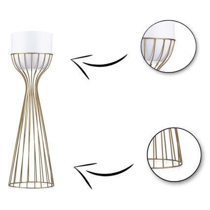 Металлический цветочный горшок LOFT 56x20 см золотистый/белый