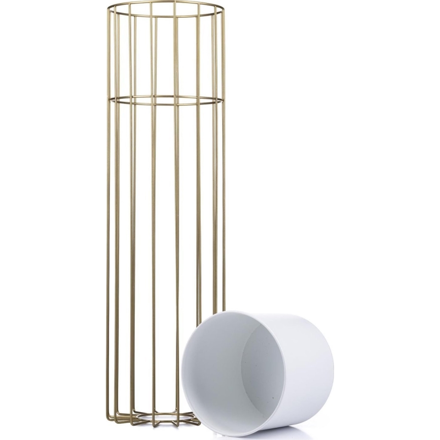 Металлический цветочный горшок LOFT 70x20 см золотистый/белый
