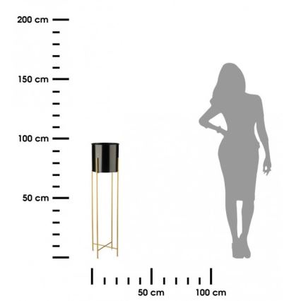 Металлический цветочный горшок OSLO 95x17 см черный/золотой