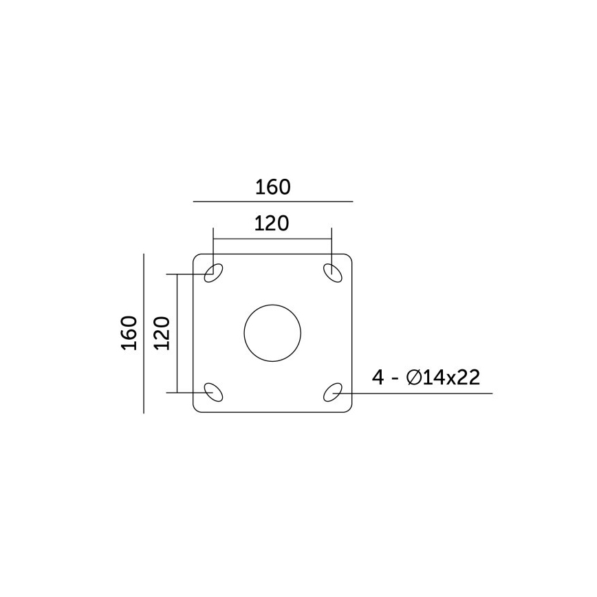 Металлический столб BASE для уличного освещения, 4 м, диаметр 60 мм, черный