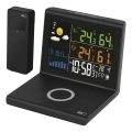 Метеостанция с беспроводной зарядкой 5 В, питание от 2xAA + 2xAAA, чёрная