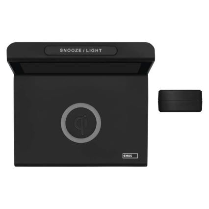 Метеостанция с беспроводной зарядкой 5 В, питание от 2xAA + 2xAAA, чёрная