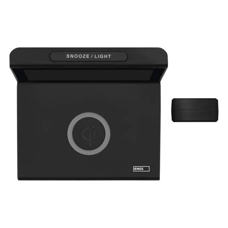 Метеостанция с беспроводной зарядкой 5 В, питание от 2xAA + 2xAAA, чёрная