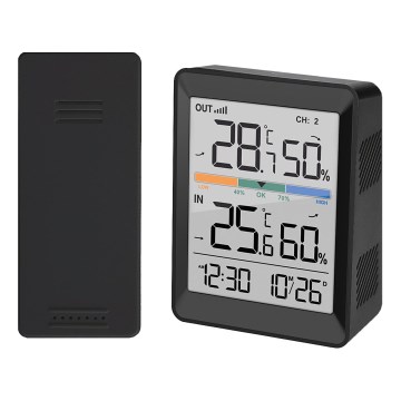 Метеостанция с будильником 2xAAA + 2xAAA черная