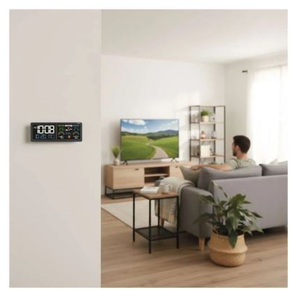 Метеостанция с цветным ЖК-дисплеем и будильником 5V 3xAAA + 2xAA чёрная