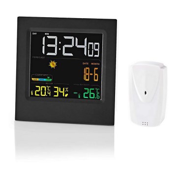 Метеостанція з LCD дисплеєм 230V чорний