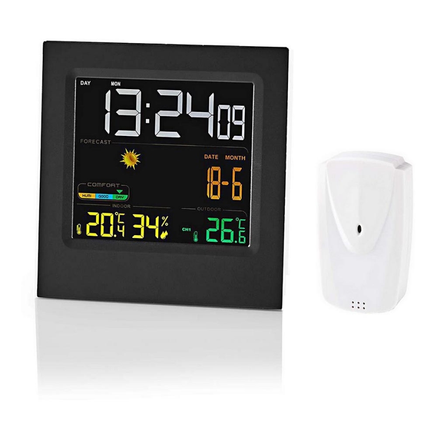 Метеостанція з LCD дисплеєм 230V чорний