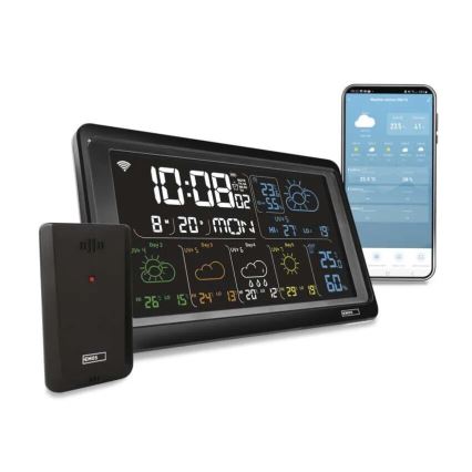 Метеостанція з РК-дисплеєм GoSmart 230V/3xAAA + 2×AAA Wi-Fi Tuya чорний