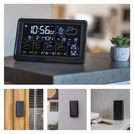 Метеостанція з РК-дисплеєм GoSmart 230V/3xAAA + 2×AAA Wi-Fi Tuya чорний