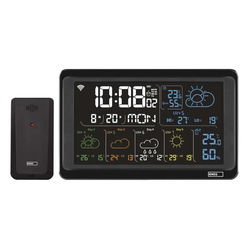 Метеостанція з РК-дисплеєм GoSmart 230V/3xAAA + 2×AAA Wi-Fi Tuya чорний