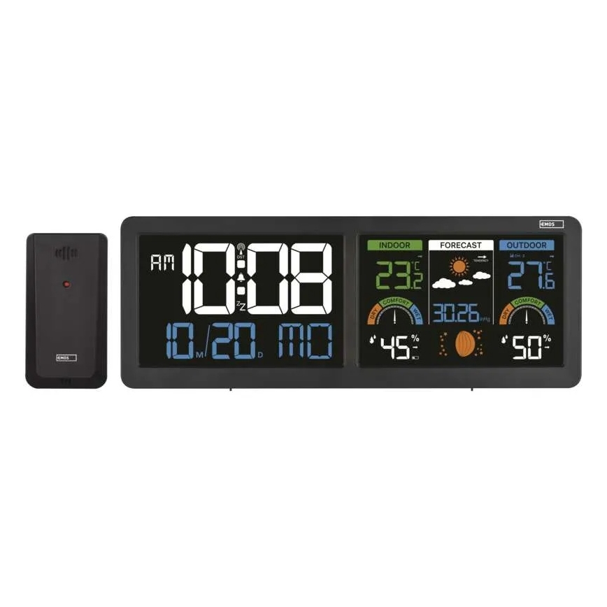Метеостанція з кольоровим LCD дисплеєм і будильником 5V 3xAAA + 2xAA чорна
