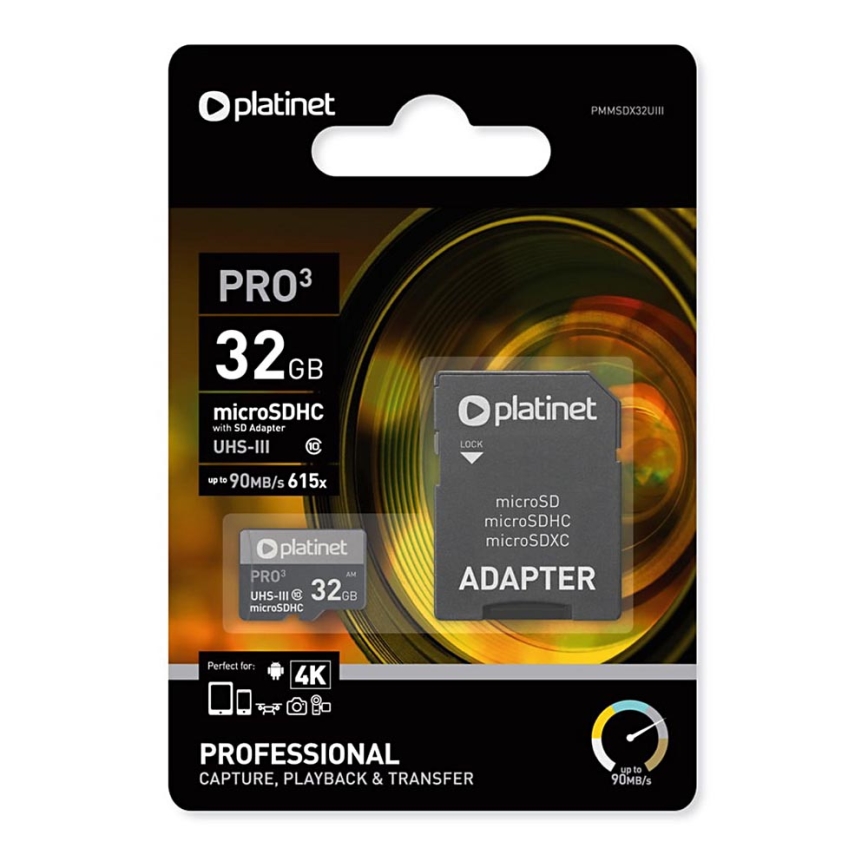 MicroSDHC 32GB U3 Pro 90MB/s + SD-адаптер