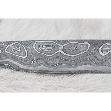 Мисливський ніж з дамаської сталі 13,8 см залізне дерево/кістка буйвола