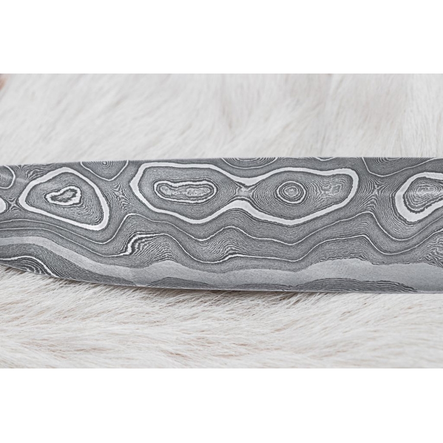 Мисливський ніж з дамаської сталі 13,8 см залізне дерево/кістка буйвола