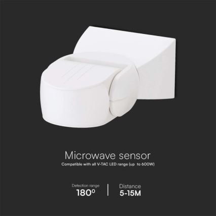 Микроволновый уличный датчик движения 180° 230V IP65 белый