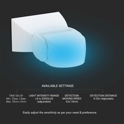 Микроволновый уличный датчик движения 180° 230V IP65 белый