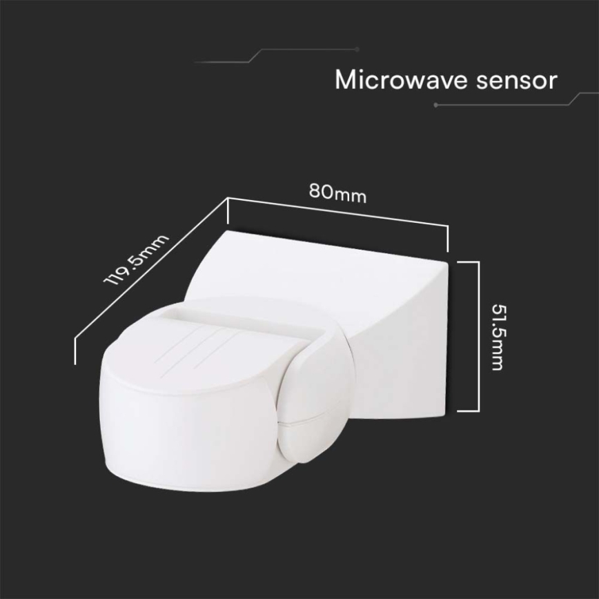 Микроволновый уличный датчик движения 180° 230V IP65 белый