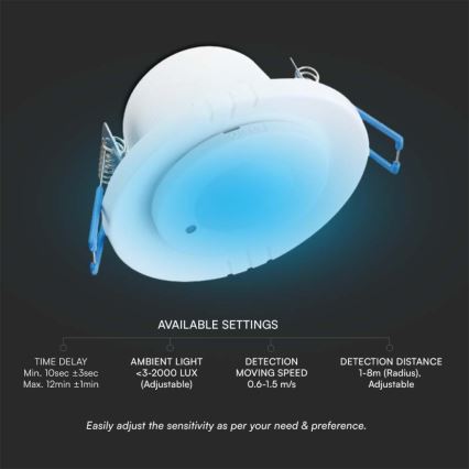 Микроволновый встроенный датчик движения 360° 230V белый