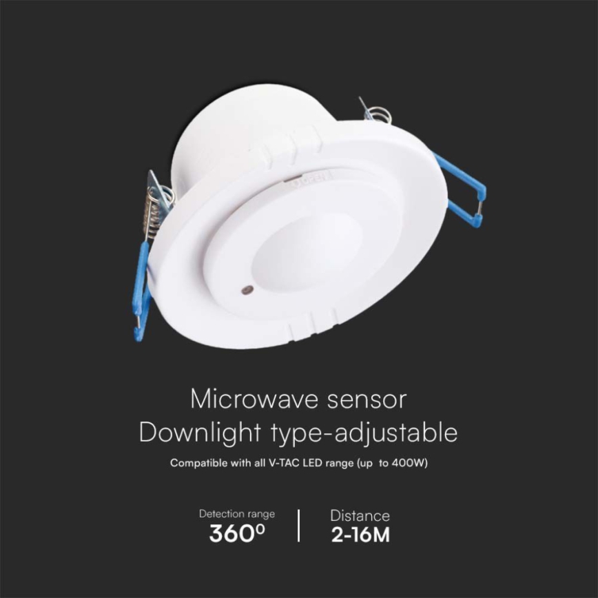 Микроволновый встроенный датчик движения 360° 230V белый