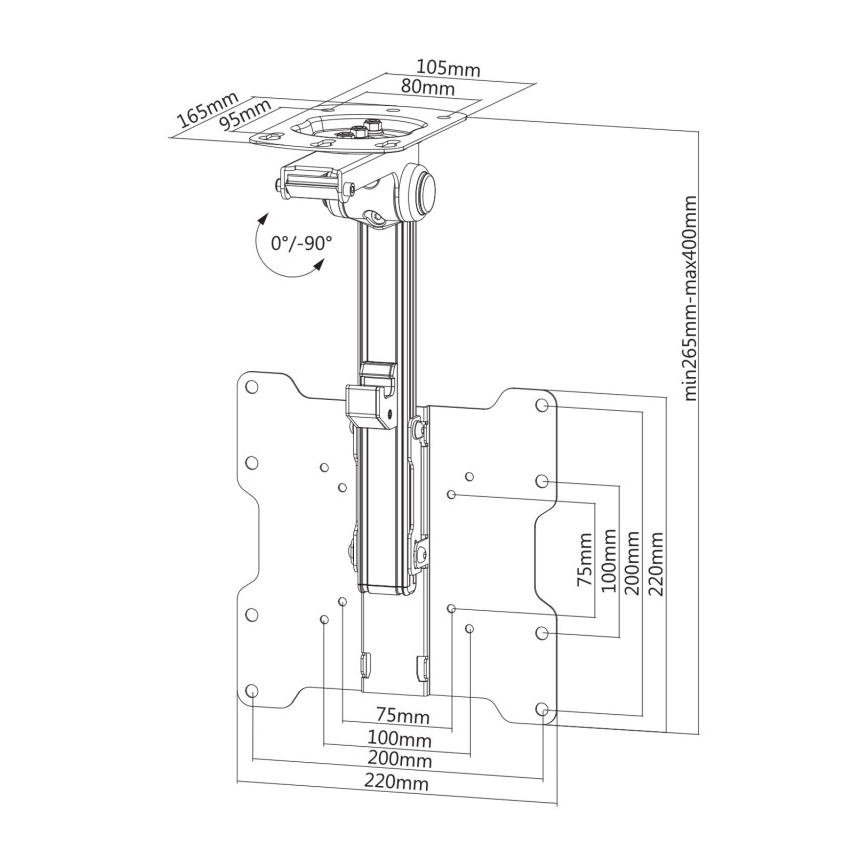 MK FLORIA MKF-17DS220 - Потолочное крепление для телевизора 46 чёрное