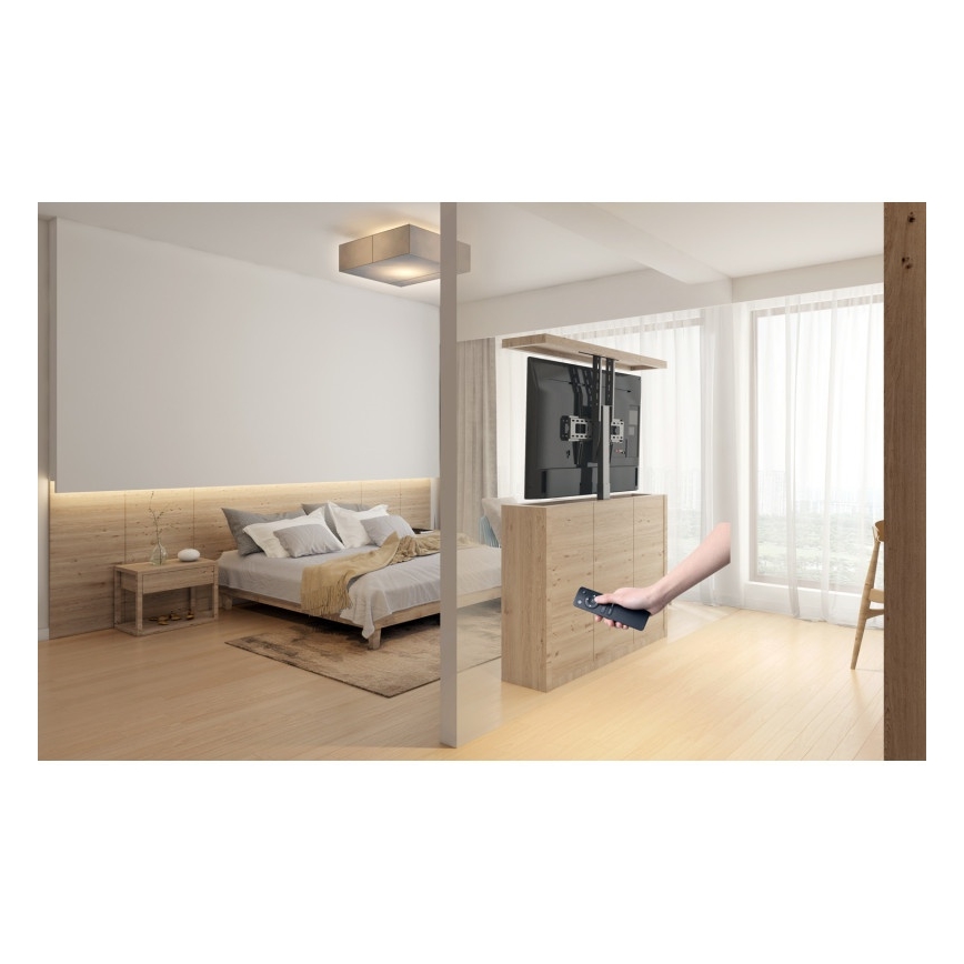 MK FLORIA MKF-19DM648 - Напольный кронштейн для телевизора 37-65 черный SCHUKO + пульт дистанционного управления