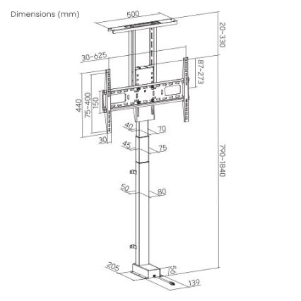 MK FLORIA MKF-19DM648 - Напольный кронштейн для телевизора 37-65 черный SCHUKO + пульт дистанционного управления