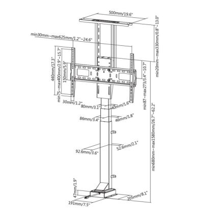 MK FLORIA MKF-19DM648 - Напольный кронштейн для ТВ 37-65" черный + дистанционное управление